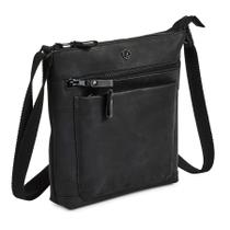 Bolsa Tiracolo Cochoa de Couro Legítimo Feminina - Preta