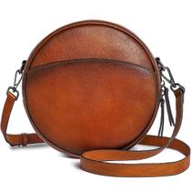 Bolsa tiracolo COOLCY Real Leather Circle Brown para mulheres