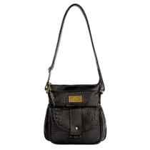 Bolsa tiracolo de couro Elis preta Feminino Bolsa tiracolo de couro Elis preta Feminino