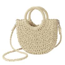 Bolsa tiracolo de palha Youjaree feminina pequena bege