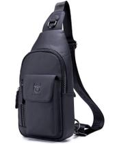 Bolsa tiracolo em couro BULLCAPTAIN para homens preta