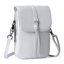 Bolsa tiracolo em couro genuíno branco para mulheres