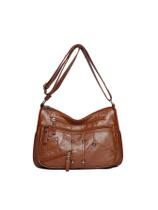 Bolsa tiracolo em couro PU lavado vintage para mulheres