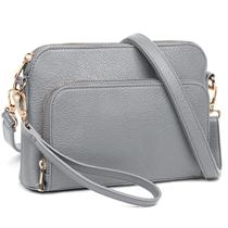 Bolsa tiracolo em couro PU Marvolia para mulheres cinza Bolsa tiracolo em couro PU Marvolia para mulheres cinza