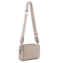 Bolsa tiracolo EVVE com zíper triplo, câmera pequena, material vegano cinza Bolsa tiracolo EVVE com zíper triplo, câmera pequena, material vegano cinza
