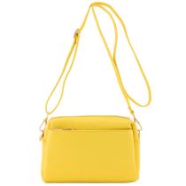 Bolsa tiracolo FashionPuzzle com zíper triplo amarela pequena Bolsa tiracolo FashionPuzzle com zíper triplo amarela pequena