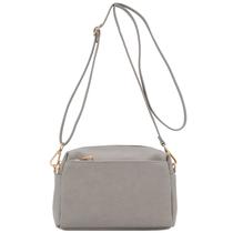 Bolsa tiracolo FashionPuzzle com zíper triplo cinza pequena Bolsa tiracolo FashionPuzzle com zíper triplo cinza pequena