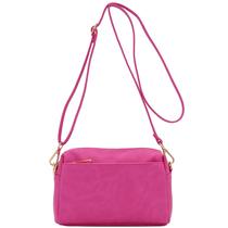Bolsa tiracolo FashionPuzzle com zíper triplo fúcsia pequena Bolsa tiracolo FashionPuzzle com zíper triplo fúcsia pequena