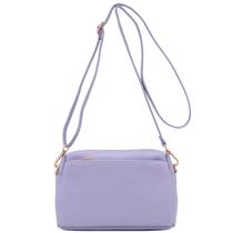 Bolsa tiracolo FashionPuzzle com zíper triplo, lavanda pequena