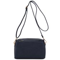 Bolsa tiracolo FashionPuzzle com zíper triplo pequena azul marinho Bolsa tiracolo FashionPuzzle com zíper triplo pequena azul marinho