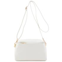 Bolsa tiracolo FashionPuzzle com zíper triplo pequena branca Bolsa tiracolo FashionPuzzle com zíper triplo pequena branca