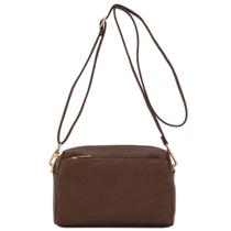 Bolsa tiracolo FashionPuzzle com zíper triplo, pequena, cinza escuro Bolsa tiracolo FashionPuzzle com zíper triplo, pequena, cinza escuro