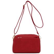 Bolsa tiracolo FashionPuzzle, pequena, com zíper triplo, material sintético vermelho Bolsa tiracolo FashionPuzzle, pequena, com zíper triplo, material sintético vermelho