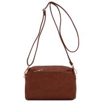 Bolsa tiracolo FashionPuzzle Triple Zip Small (Mocha) Bolsa tiracolo FashionPuzzle Triple Zip Small (Mocha)