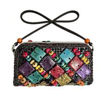 Bolsa Tiracolo Feminina Artesanal Miçangas Estilo Boho Étnico Retrô