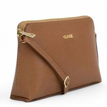 Bolsa Tiracolo Feminina Caramelo Classe Couro Crossbody com Alça Regulável