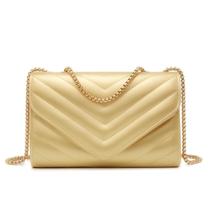 Bolsa tiracolo feminina Dasein acolchoada em ouro noturno com corrente Bolsa tiracolo feminina Dasein acolchoada em ouro noturno com corrente