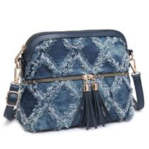 Bolsa tiracolo feminina Dasein, borla, zíper, bolso, jeans Bolsa tiracolo feminina Dasein, borla, zíper, bolso, jeans