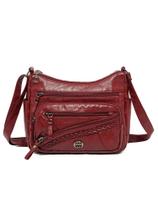 Bolsa tiracolo feminina de couro poliuretano macio com vários compartimentos