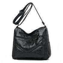 Bolsa tiracolo feminina de couro poliuretano macio de grande capacidade