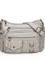 Bolsa tiracolo feminina leve de couro PU cinza 280 g Bolsa tiracolo feminina leve de couro PU cinza 280 g