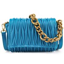 Bolsa tiracolo feminina, moda, acolchoada, aço azul