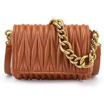 Bolsa tiracolo feminina, moderna, acolchoada, cáqui