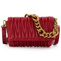 Bolsa tiracolo feminina, moderna, acolchoada, vermelha grande