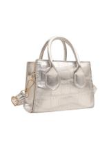 Bolsa tiracolo GORGLITTER com estampa metálica de crocodilo prateada Bolsa tiracolo GORGLITTER com estampa metálica de crocodilo prateada