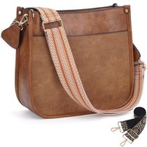 Bolsa tiracolo HKCLUF Trendy Vegan Leather com 2 alças marrom Bolsa tiracolo HKCLUF Trendy Vegan Leather com 2 alças marrom