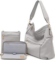 Bolsa tiracolo Idesort, bolsa de ombro grande, conjunto cinza