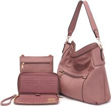 Bolsa tiracolo Idesort Large para mulheres rosa rosa com conjunto de bolsa