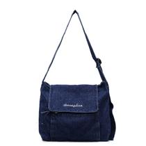 Bolsa tiracolo jeans casual Street Style 35x8x31cm para homens e mulheres