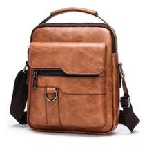 Bolsa Tiracolo Masculina De Couro Mão E Ombro Casual
