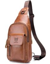 Bolsa Tiracolo Masculina em Couro BULLCAPTAIN - Marrom