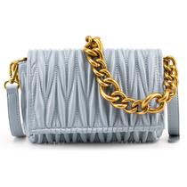 Bolsa tiracolo, material sintético acolchoado, cinza, feminina