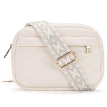 Bolsa tiracolo MAXTOP pequena acolchoada de nylon com alça ajustável bege