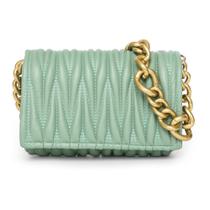 Bolsa tiracolo, moda feminina, acolchoada, verde claro