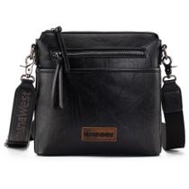 Bolsa Tiracolo Montana West Black Velvet MWC-216BK - Para Mulheres