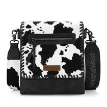 Bolsa tiracolo Montana West Cow Print para mulheres MWC-183COW-BK Bolsa tiracolo Montana West Cow Print para mulheres MWC-183COW-BK