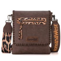 Bolsa tiracolo Montana West MWC-183CF em material vegano com estampa de leopardo