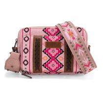 Bolsa tiracolo Montana West Wrangler Boho Aztec Pink Feminina