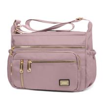 Bolsa tiracolo NPBAG para mulheres, nylon, impermeável, prata, rosa Bolsa tiracolo NPBAG para mulheres, nylon, impermeável, prata, rosa
