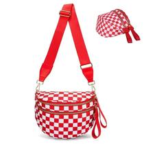 Bolsa tiracolo Pallocoo preta e branca xadrez de nylon feminina Bolsa tiracolo Pallocoo preta e branca xadrez de nylon feminina
