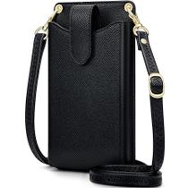 Bolsa tiracolo Peacocktion em couro preto para mulheres