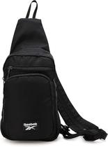 Bolsa tiracolo Reebok Unissex Cosmos preta com logotipo branco