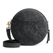 Bolsa tiracolo S-ZONE Leather Circle preta