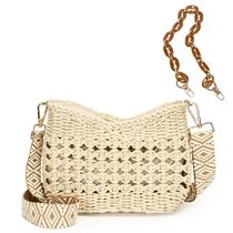 Bolsa tiracolo Straw Pocketbook Herald Small para mulheres bege