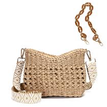Bolsa tiracolo Straw Pocketbook Herald Small para mulheres e café Bolsa tiracolo Straw Pocketbook Herald Small para mulheres e café