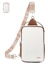 Bolsa tiracolo Telena Large em couro PU bege com marrom Bolsa tiracolo Telena Large em couro PU bege com marrom